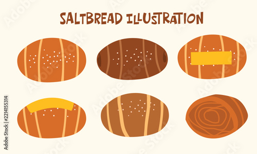 Saltbread Menu illustration for bakery vector set