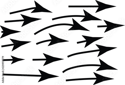Forward Pointing Arrow Vector Set - Black Hand Drawn Line Clipart