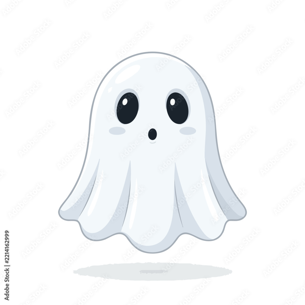 Fototapeta premium Cute Cartoon Ghost Illustration Isolated on White Background