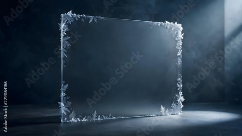 Dark Winter Beauty Background with Frosted Frame