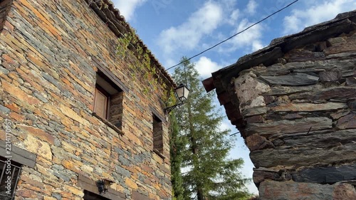 Patones traditional slate stone houses in patones de arriba, madrid