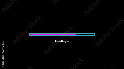 Loading Animation Bar Rectangle Shape With Loading Text Blue Purple Color Transparent Background. Perfect For UI or Overlay Video Element.