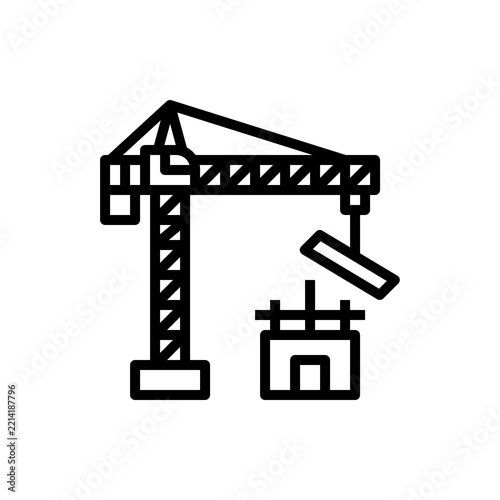 Tower Crane Construction Icon Building Site Line Art