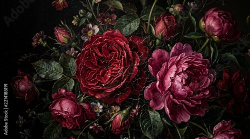 Dutch Masters Dark Moody Floral Bouquet Pattern