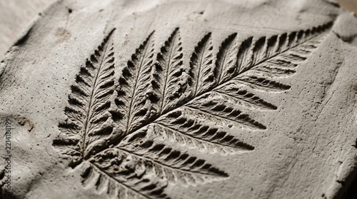 Botanical Fern Leaf Fossil Imprint in Raw Clay