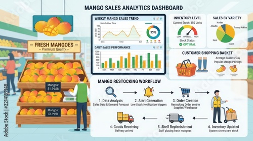 Mango sales analytics dashboard in supermarket