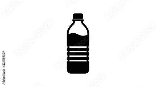 Black plastic water bottle vector graphic illustration isolated on white background for design usage