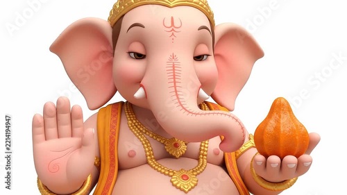 3D animated lord ganesha holding modak offering for ganesh chaturthi festival celebration vinayaka chaturthi