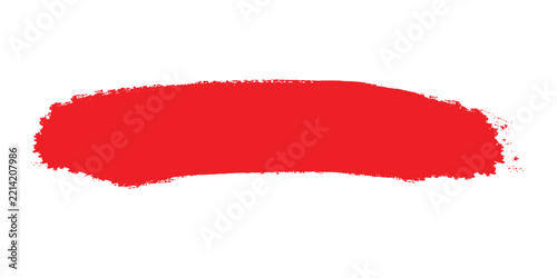 Curved red paint brush stroke, dry ink smear texture