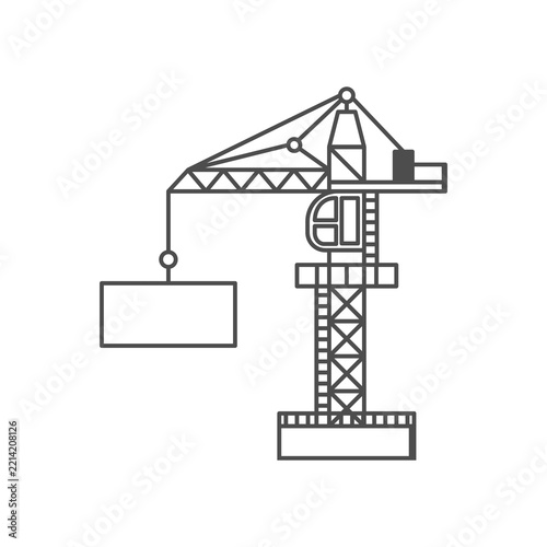  Tower Crane Lifting Load Construction Outline Icon