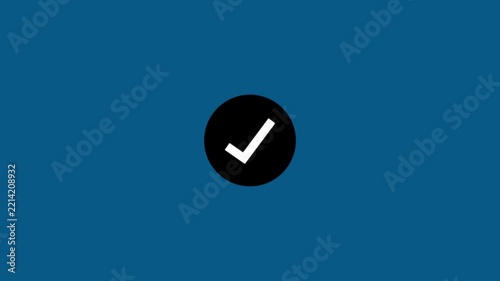 Abstract reveal of a white checkmark icon looped animation with circle on black background. White check mark with green circle icon, Tick icon concept, Yes icon concept. See Less