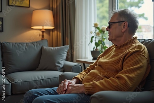 Blind Person Relaxing in the Living Room