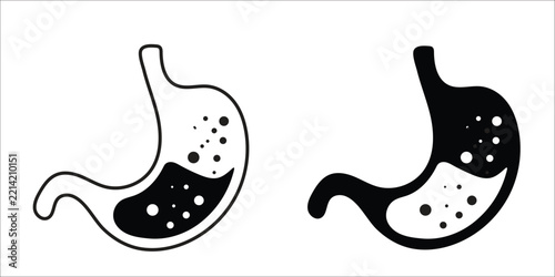 Stomach fluid and gas icons representing digestion process for medical infographics design.