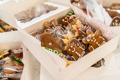 Open Holiday Cookie Gift Box with Festive Gingerbread Assortment