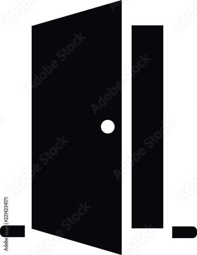 Open Door Silhouette Icon, Entrance and Exit Gateway Vector Symbol