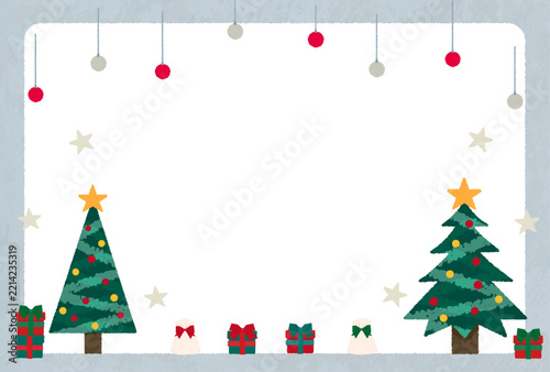 クリスマツリーの背景イラストフレーム　ベクター素材