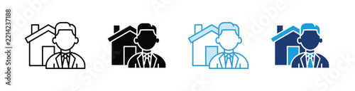 Property Agent  Icon Collection With Multiple Styles