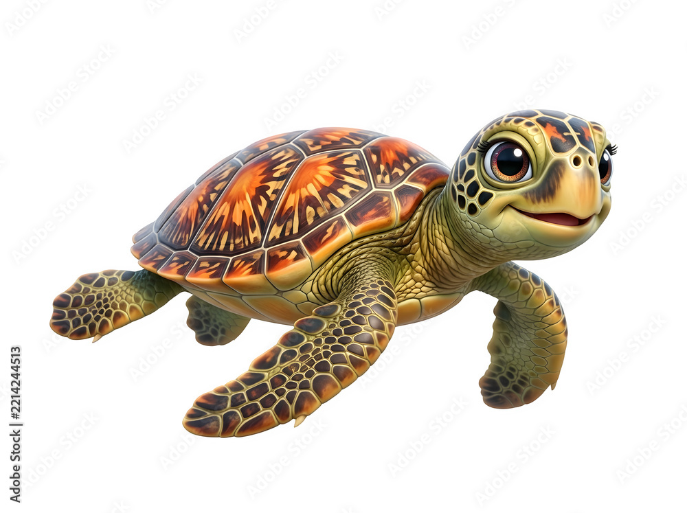 Fototapeta premium Cute baby sea turtle swimming