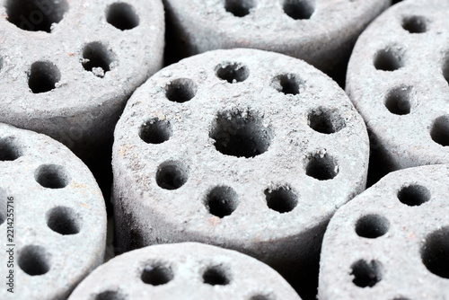 Obraz na plátně Nickel petrochemical catalyst on alumina matrix cylinders with holes forms conta