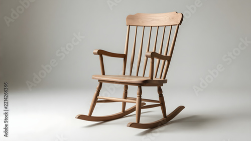 Curved wooden rocking chair in a furniture studio