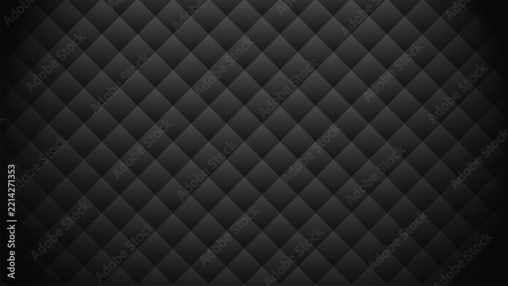 Naklejka premium Dark quilted leather background texture with diamond pattern and soft vignette gradient for design