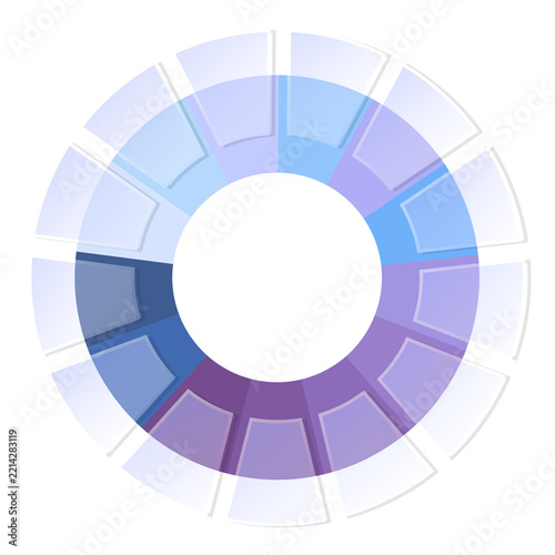 Basic circle infographic with 13 steps, process or options.
