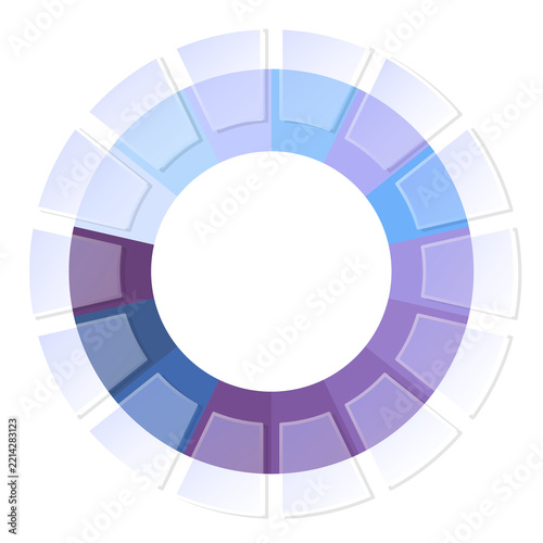 Basic circle infographic with 14 steps, process or options.