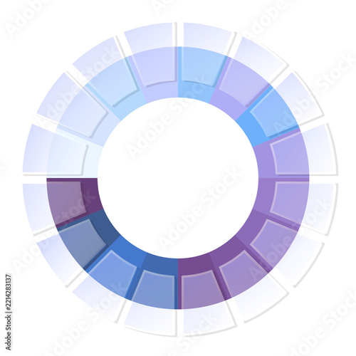 Basic circle infographic with 16 steps, process or options.
