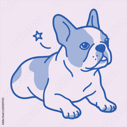 Cute french bulldog illustration in a simple flat vector style