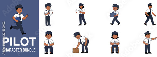 Pilot Character Bundle Vector Illustration