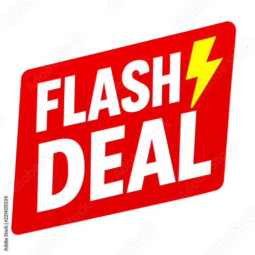 Flash deal sale banner with lightning bolt and red background