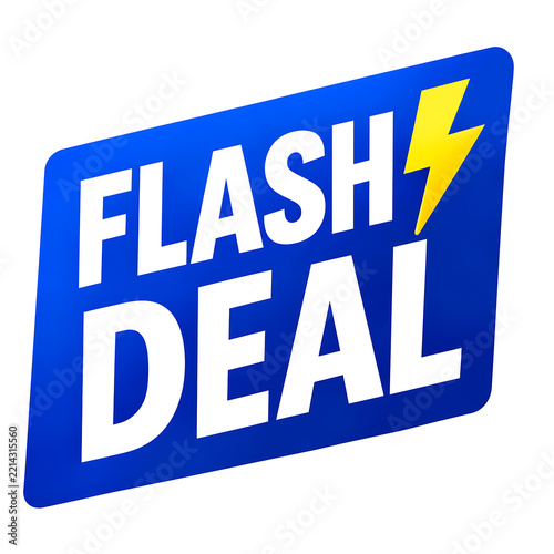 Flash sale deal banner with lightning bolt and bold text