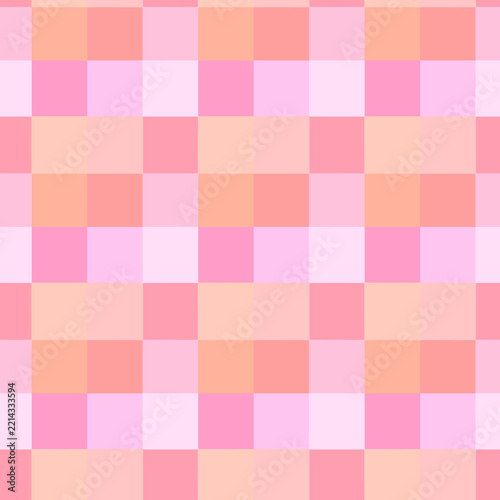 Pink and peach checkered pattern in soft tones. Japanese style ichimatsu geometric background illustration.