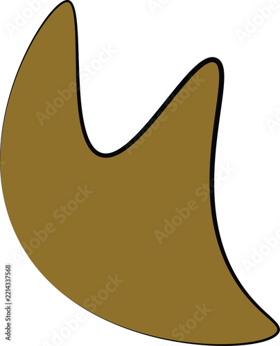 Abstract Brown Curved Shape with Black Outline Isolated on White Background for Modern Graphic Design