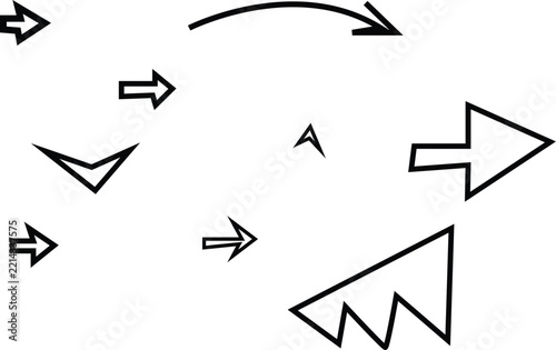 Black Hand Drawn Arrow Collection Isolated on White Background for Direction, Navigation, and Graphic Design