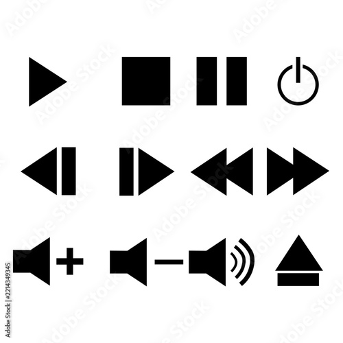Media Player Control Buttons Vector Icon Set