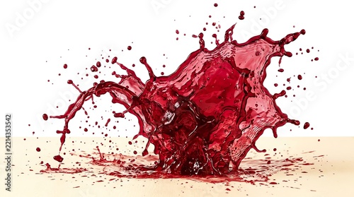 Dynamic Red Liquid Splash Against White Background