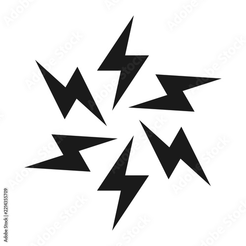 Six Radial Lightning Bolts Silhouette Icon