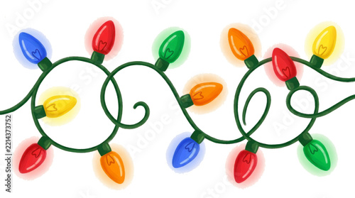 Colorful Christmas Holiday String Lights Decorative Bulbs.