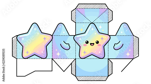 Cute Kawaii Star Shaped Gift Box Design.