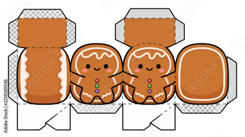 Cute Gingerbread Family Paper Craft Cutouts.