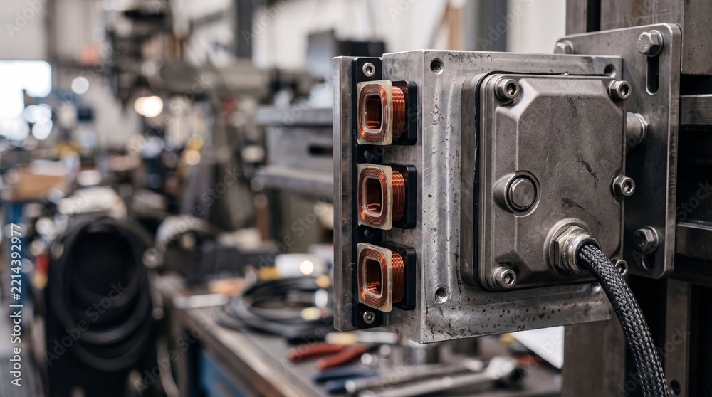 Fototapeta premium Electromagnetic Lateral Guidance Sensor Pod on Maglev Sub-chassis