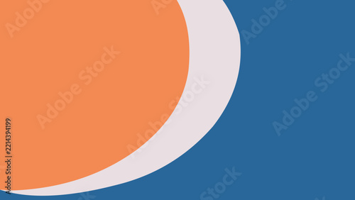 Modern abstract background featuring smooth overlapping curves in vibrant orange, white, and blue. Minimalist flat design layout perfect for digital web templates and presentation covers.