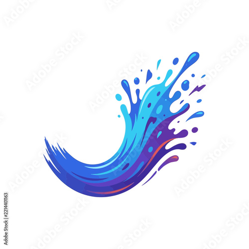 Dynamic Blue and Purple Liquid Water Splash Wave Illustration Isolated on White Background