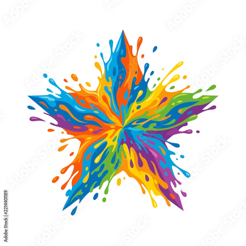 Vibrant Multi Colored Liquid Splash in a Star Shape Symbolizing Creativity