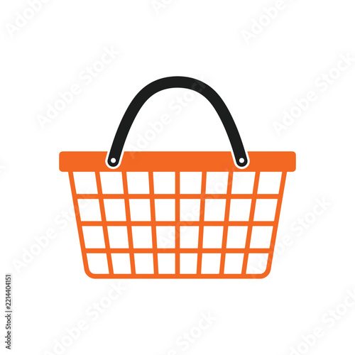 Orange Shopping Basket Vector Icon With Black Handle for Black Friday Sale and Retail