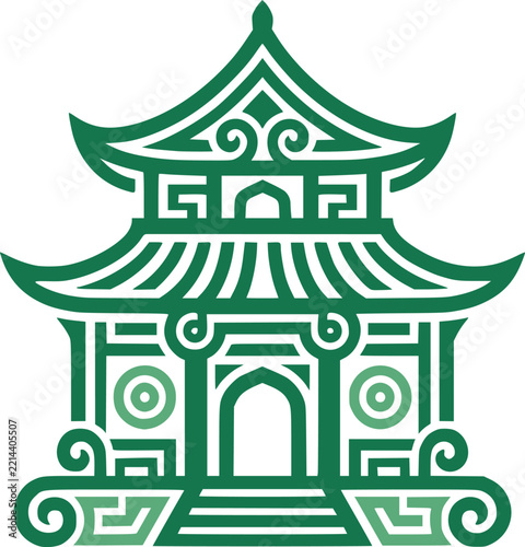 Minimalist Japanese Pagoda Temple Logo Icon