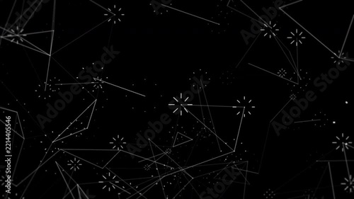 Abstract Plexus Network Connection Background with White Nodes and Lines Moving in Dark Space. Digital Data Network, Big Data Communication, and Technology Science Concept.
