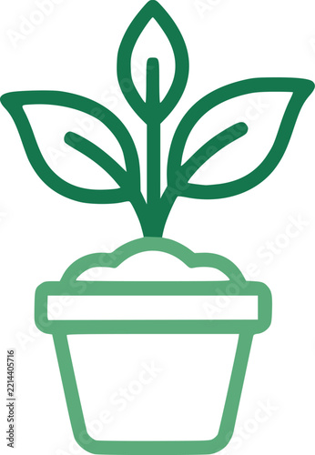 Green plant in a flower pot line art icon symbol