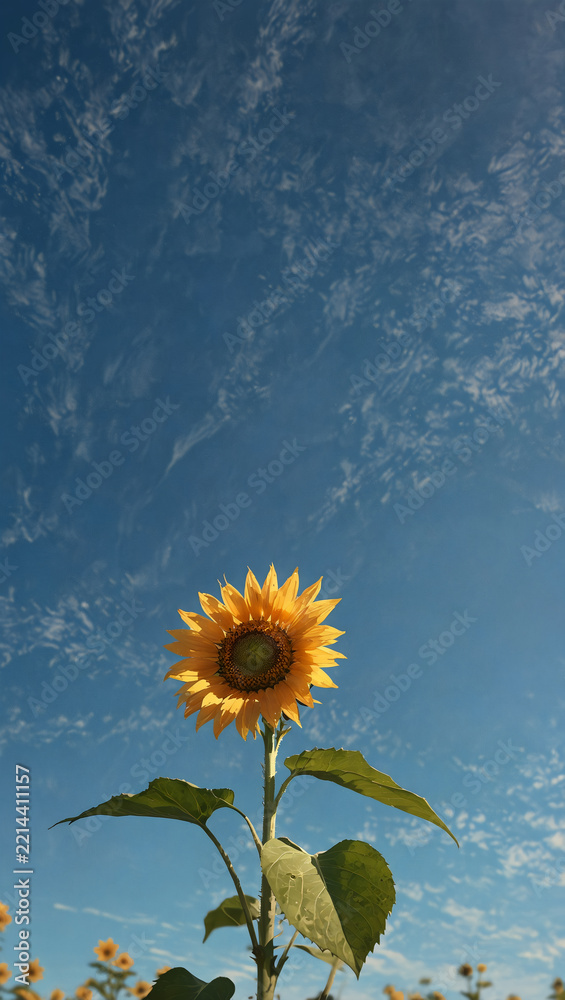 Fototapeta premium sunflower on blue sky background